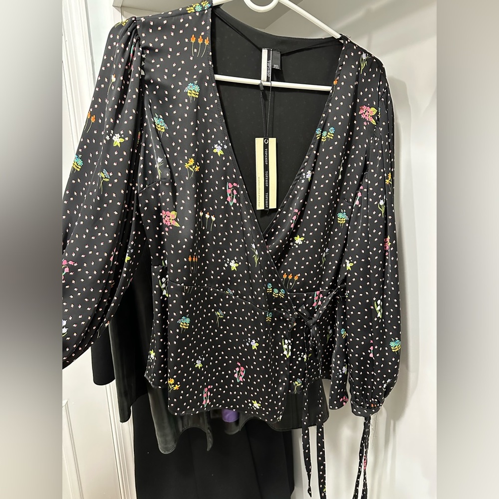 Topshop Satin Wrap Top
